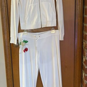Juicy Couture White Track Pants with Embroidery